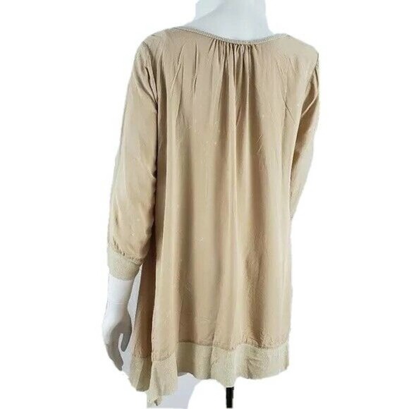 Umgee Tunic Top NEW Lagenlook Trapeze Beige Gold Small - Picture 3 of 8